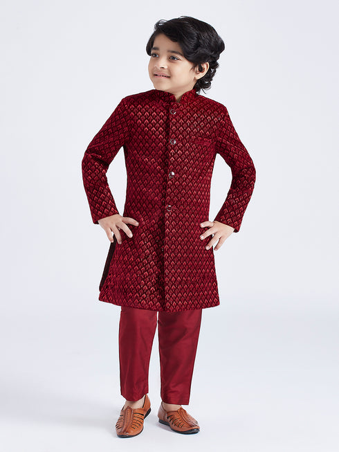 Boy's' Maroon Sherwani Set